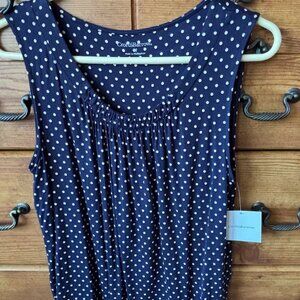 NWT Croft and Barrow Navy Polka Dot Sleeveless Tee
